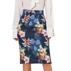 Allegra K Women's Floral Elastic Waistband Bodycon Pencil Skirt With Back Slit 15 Allegra K Women's Floral Elastic Waistband Bodycon Pencil Skirt With Back Slit -Lady Clothing Store GUEST a44ea900 433c 4a99 a123 a65764701dd7