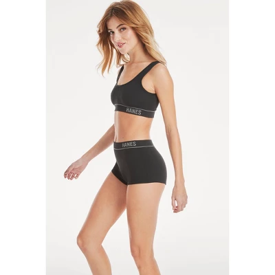 Hanes Originals Women's 3pk Ribbed Boy Shorts - Black/Beige 6 Hanes Originals Women's 3pk Ribbed Boy Shorts - Black/Beige - Image 4