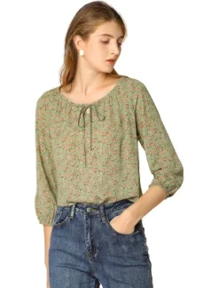 Allegra K Women's Bow Tie Round Neck 3/4 Raglan Sleeve Floral Blouse Tops 31 Allegra K Women's Bow Tie Round Neck 3/4 Raglan Sleeve Floral Blouse Tops -Lady Clothing Store GUEST a4d51296 40ab 4032 9a6b 47dc07eb18e7
