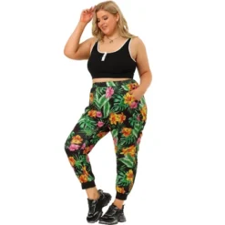Agnes Orinda Women's Plus Size Adjustable Elastic Waist Pockets Tropical Harem Jogger Pants -Lady Clothing Store GUEST a559742c 1142 4b34 a67d 6f9b0120620d
