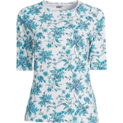 Lands' End Women's Crew Neck Elbow Sleeve Rash Guard UPF 50 Sun Protection Modest Swim Tee -Lady Clothing Store GUEST a6288679 5ee1 46d9 b463 6fd9230a5b9e