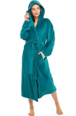 Women's Soft Fleece Robe With Hood, Warm Lightweight Bathrobe -Lady Clothing Store GUEST a8a04b1b e3fc 4a07 bd33 ca1651ee61a9