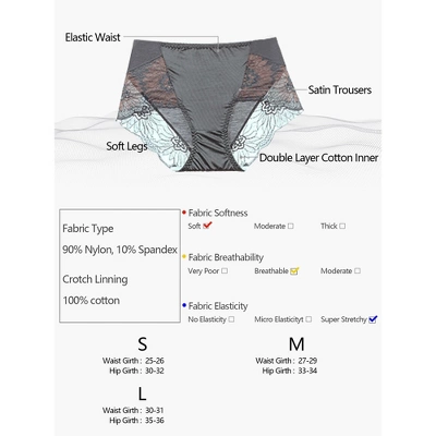 Agnes Orinda Women's Floral Lace Trim High Rise Brief Stretchy Underwear 6 Agnes Orinda Women's Floral Lace Trim High Rise Brief Stretchy Underwear - Image 4