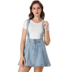 Allegra K Women's Denim A-Line Adjustable Strap Braces Mini Suspender Skirt -Lady Clothing Store GUEST aa938d68 1802 4bdb 9294 2579d0bad276