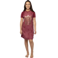 Harry Potter Juniors' Foil Print Hogwart Houses Raglan Nightgown Pajama -Lady Clothing Store GUEST aadd9375 124f 41e3 a1aa c60baf0675af