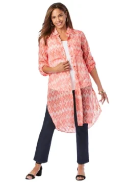 Jessica London Women’s Plus Size Sheer Georgette Mega Tunic -Lady Clothing Store GUEST aca23620 dcbc 47c4 a05a 8d5392ae3f05