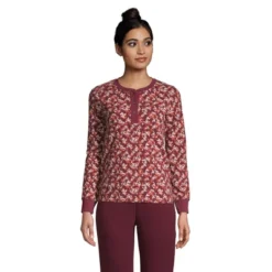Lands' End Women's Waffle Henley Sleep Shirt -Lady Clothing Store GUEST ae66fa96 f539 4741 b52a 3f1199cbd84f