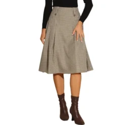 Allegra K Women's Vintage Plaid High Waist Pleated A-Line Midi Skirt -Lady Clothing Store GUEST aed6580f cf75 4ae8 8ee8 31a8e15ca328