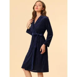Allegra K Women's Velvet Bathrobe Soft Lounge Pajamas Sleepwear Tie Waist Flannel Robe -Lady Clothing Store GUEST b045478b 0d7f 43e2 9ac9 aed3b81ef457