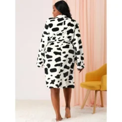 Agnes Orinda Women's Plus Size Flannel Cow Print Self Tie Waist Mid-Length Robe 11 Agnes Orinda Women's Plus Size Flannel Cow Print Self Tie Waist Mid-Length Robe -Lady Clothing Store GUEST b28cc1d2 e9e9 41af 8a31 713550b8307a