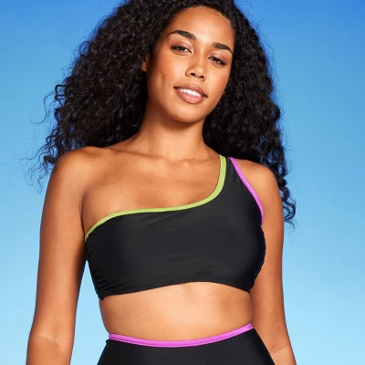 Women's Contrast Binding One Shoulder Bralette Bikini Top - Shade & Shore™ 5 Women's Contrast Binding One Shoulder Bralette Bikini Top - Shade & Shore™ - Image 3