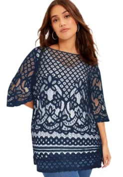 June + Vie By Roaman's Women’s Plus Size Lace Tee -Lady Clothing Store GUEST b51b4c2f 32e3 4c2f 8cad 96576341e9df