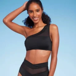 Women's One Shoulder Mesh Bikini Top - Shade & Shore™ Black -Lady Clothing Store GUEST b60716a1 75f5 4f2b 95d2 7cf54c6aae05