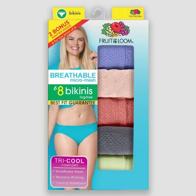 Fruit Of The Loom Women's 6+2 Bonus Pack Breathable Micro-Mesh Bikini Underwear - Colors May Vary 3 Fruit Of The Loom Women's 6+2 Bonus Pack Breathable Micro-Mesh Bikini Underwear - Colors May Vary
