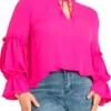 ELOQUII Women’s Plus Size Ruffle Detail Blouse With Ties -Lady Clothing Store GUEST b63e4add 36c2 4fc4 b5f0 3c7d0362960e