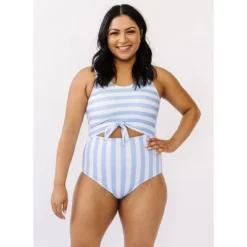Lime Ricki Women's Peri Stripe Knotted One-Piece -Lady Clothing Store GUEST b80bbe5b 2ce6 4858 9005 132767e1fa4d