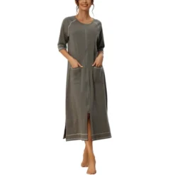 Cheibear Womens Zipper Front Housecoat With Pockets Long Robes 16 Cheibear Womens Zipper Front Housecoat With Pockets Long Robes -Lady Clothing Store GUEST b84b168a 0426 4eb7 92f3 b290c2b6373a