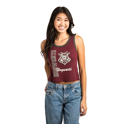 Harry Potter Hogwarts Crest Sleeveless Cardinal Red Women's Chunk Rib Tank Top 6 Harry Potter Hogwarts Crest Sleeveless Cardinal Red Women's Chunk Rib Tank Top - Image 4
