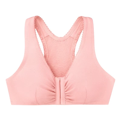 Glamorise Womens Front-Closure Cotton T-Back Comfort Wirefree Bra 1908 Pink Blush 5 Glamorise Womens Front-Closure Cotton T-Back Comfort Wirefree Bra 1908 Pink Blush - Image 3