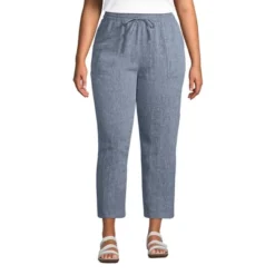 Lands' End Women's High Rise Pull On Tie Waist Linen Crop Pants -Lady Clothing Store GUEST bc6844bc 7aa7 4622 a8bb 1cbe83da2c7d