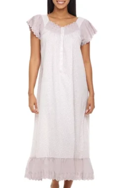 Women's Cotton Victorian Nightgown, Katelyn Short Sleeve Lace Trimmed Button Up Long Vintage Night Dress Gown -Lady Clothing Store GUEST c05b31a4 b0e8 44eb a67c b559079aa679