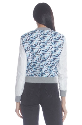 Members Only Women's Camouflage Baseball Jacket With Nylon Sleeves 4 Members Only Women's Camouflage Baseball Jacket With Nylon Sleeves - Image 2