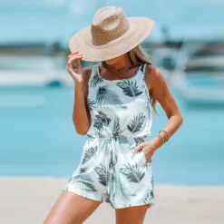 Women's Tropical Leaf Print Lace Up Romper - Cupshe 9 Women's Tropical Leaf Print Lace Up Romper - Cupshe -Lady Clothing Store GUEST c1a49f80 9935 4085 bf6b 481d232a479c