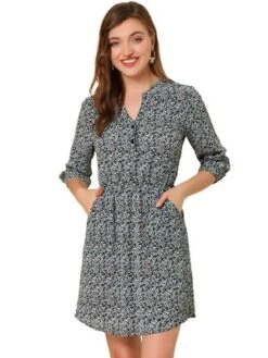 Allegra K Women's Button Front Floral Print V Neck 3/4 Sleeves Above Knee Dresses 23 Allegra K Women's Button Front Floral Print V Neck 3/4 Sleeves Above Knee Dresses -Lady Clothing Store GUEST c1b73306 3fe4 4135 b842 5da3c0fe641f