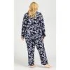 Women's Plus Size Butterfly Button Fleece Sleep Top - Navy | AVENUE
