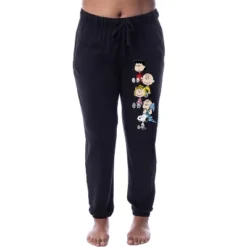 Peanuts Womens' Charlie Brown Snoopy Lucy Sally Linus Jogger Pajama Pants Black -Lady Clothing Store GUEST c4359bfb 2863 4820 9434 dbae86cc983e
