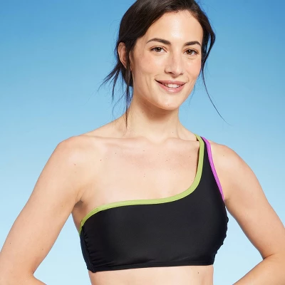 Women's Contrast Binding One Shoulder Bralette Bikini Top - Shade & Shore™ 4 Women's Contrast Binding One Shoulder Bralette Bikini Top - Shade & Shore™ - Image 2