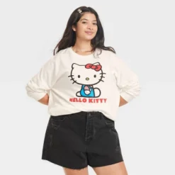 Women's Hello Kitty Cozy Graphic Sweatshirt - White -Lady Clothing Store GUEST cac8350f 283f 4f34 a179 6843283ba128