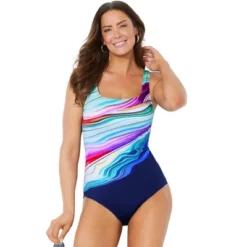Swimsuits For All Women’s Plus Size Chlorine Resistant Crossback One Piece Swimsuit