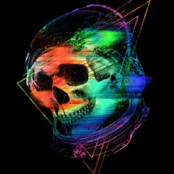 Junior's Design By Humans Glitch Skull By Clingcling T-Shirt