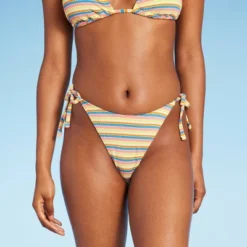 Women's Ribbed Extra Cheeky Extra High Leg Bikini Bottom - Wild Fable™ Blue/Green/Pink Striped -Lady Clothing Store GUEST cde0c2b7 d88e 4092 b71e 019d31e70245