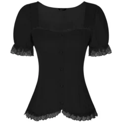 Allegra K Women's Sweetheart Neck Puff Short Sleeve Lace Up Gothic Blouse -Lady Clothing Store GUEST ce6f23a6 cc8e 47a5 8e30 a194e11beb67