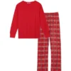 Cheibear Christmas Long Sleeve Solid Tops Tee With Plaid Pants Family Pajama Sets Red -Lady Clothing Store GUEST d0894fcc d2ea 4ed3 8f82 c8a0a911805c