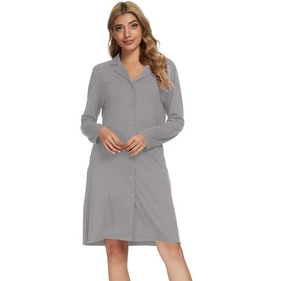 Cheibear Womens Pajama Sleepshirt Nightshirt Long Sleeve Nightgown Sleep Shirt Dress 7 Cheibear Womens Pajama Sleepshirt Nightshirt Long Sleeve Nightgown Sleep Shirt Dress - Image 5