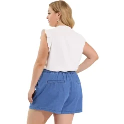 Agnes Orinda Women's Plus Size Denim Shorts Casual Drawstring Elastic Waist Jean Short Pants -Lady Clothing Store GUEST d1b1396f 448e 4139 a043 b64496f6f654