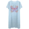 Bioworld Vintage Floral Gradient Butterfly Crew Neck Short Sleeve Light Blue Women's Night Shirt