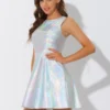 Allegra K Women's Metallic Sleeveless High Waist Party Holographic Dress -Lady Clothing Store GUEST d2656451 804a 41d6 b7f1 bb5d719e76a1