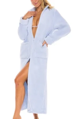 Women's Zip Up Fleece Robe, Soft Warm Plush Zipper Bathrobe -Lady Clothing Store GUEST d40fe463 a703 44d7 a046 07039aedb582