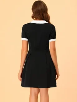 Allegra K Women's Fit And Flare Contrast Color Bowtie Neck Dress -Lady Clothing Store GUEST d46add04 2ace 44e4 8504 3a56aac0e432