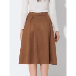 Allegra K Women's Faux Suede Button Front High Waist Pleated Midi Skater Skirt -Lady Clothing Store GUEST d47a03a5 a947 4c5f b8a2 a39d63ecbba7
