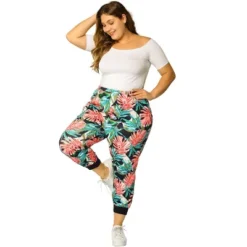 Agnes Orinda Women's Plus Size Adjustable Elastic Waist Pockets Tropical Harem Jogger Pants -Lady Clothing Store GUEST d5bfafdb e5de 4dcc b7a7 04a5b6f1a1d4