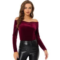 Allegra K Velvet Top For Women's Slim Fit Long Sleeve Off Shoulder Blouse 13 Allegra K Velvet Top For Women's Slim Fit Long Sleeve Off Shoulder Blouse -Lady Clothing Store GUEST d62fe7ee f0b9 4b50 9255 82e7e1a9d70f