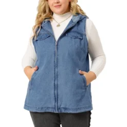 Agnes Orinda Women's Plus Size Hoodie Zipper Up Pocket Denim Sleeveless Jacket Vest -Lady Clothing Store GUEST d9d46bc6 7f65 4cbd a8f6 4eb3379ba242