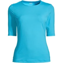 Lands' End Women's Crew Neck Elbow Sleeve Rash Guard UPF 50 Sun Protection Modest Swim Tee -Lady Clothing Store GUEST da4bd5f8 5707 4a14 9d68 f8f8ed67870b
