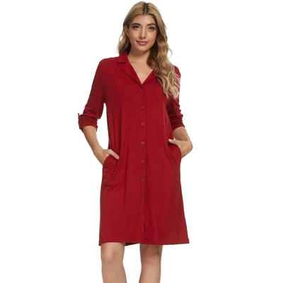 Cheibear Womens Pajama Sleepshirt Nightshirt Long Sleeve Nightgown Sleep Shirt Dress 8 Cheibear Womens Pajama Sleepshirt Nightshirt Long Sleeve Nightgown Sleep Shirt Dress - Image 6