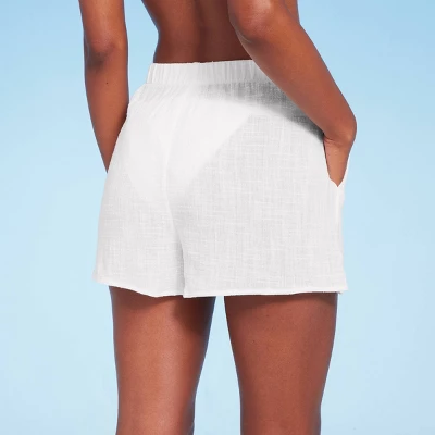 Women's Pull-On Cover Up Shorts - Shade & Shore™ Off-White 3 Women's Pull-On Cover Up Shorts - Shade & Shore™ Off-White